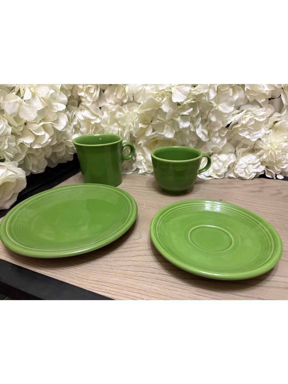 Fiesta Ware Shamrock Green Coffee/Tea Cups with Saucers Set of 2